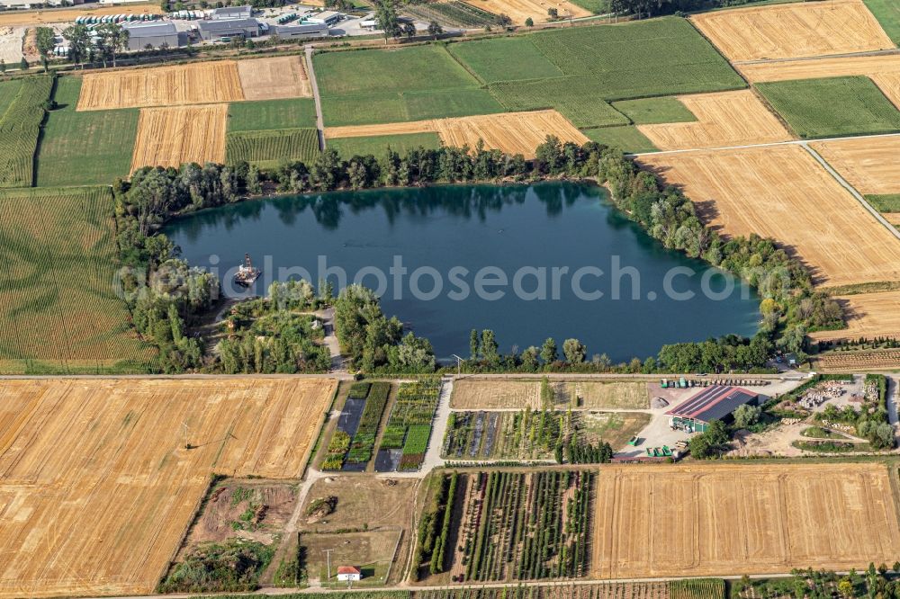 Aerial photograph Ettenheim - Riparian areas on the lake area of Apostelsee in Ettenheim in the state Baden-Wurttemberg, Germany