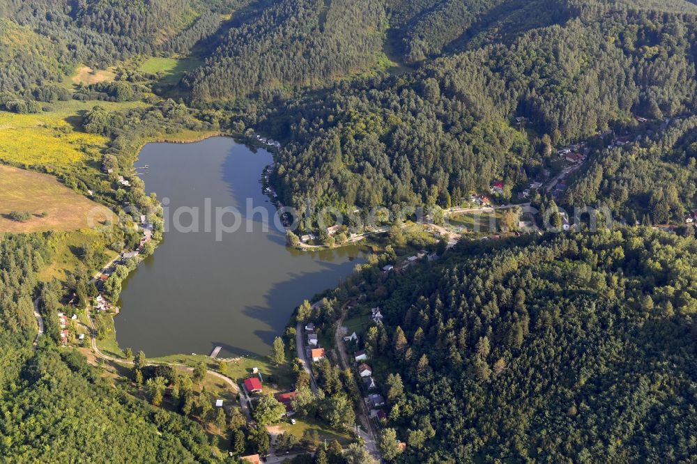Arlo from above - Riparian areas on the lake area of Arloi-to in Arlo in Borsod-Abauj-Zemplen, Hungary