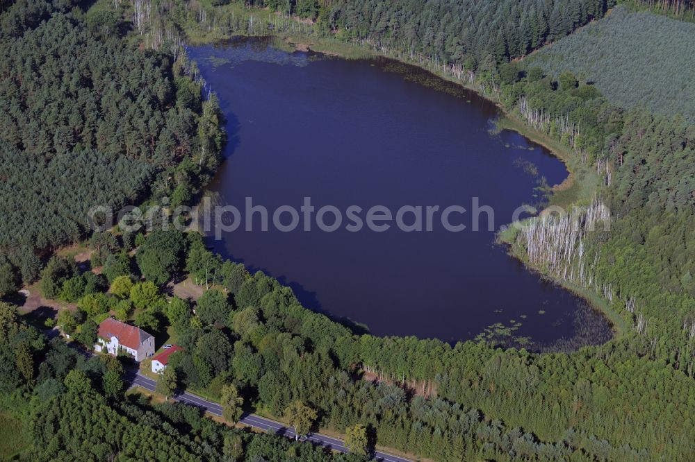 Godendorf from above - Riparian areas on the lake area of Besenreepsee in Godendorf in the state Mecklenburg - Western Pomerania