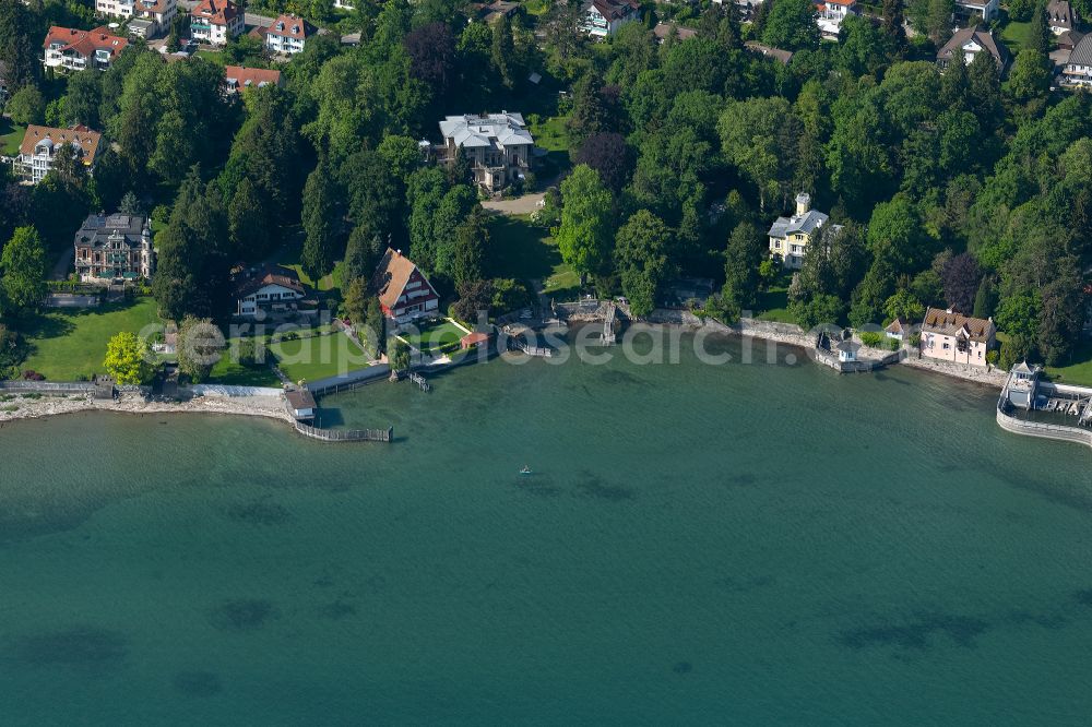 Bad Schachen from above - Riparian areas on the lake area of Lake Constance on street Oeschlaenderweg in Bad Schachen at Bodensee in the state Bavaria, Germany