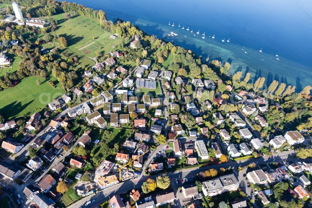 Konstanz from above - Riparian areas on the lake area of Lake Constance in the district Allmannsdorf in Konstanz in the state Baden-Wurttemberg, Germany