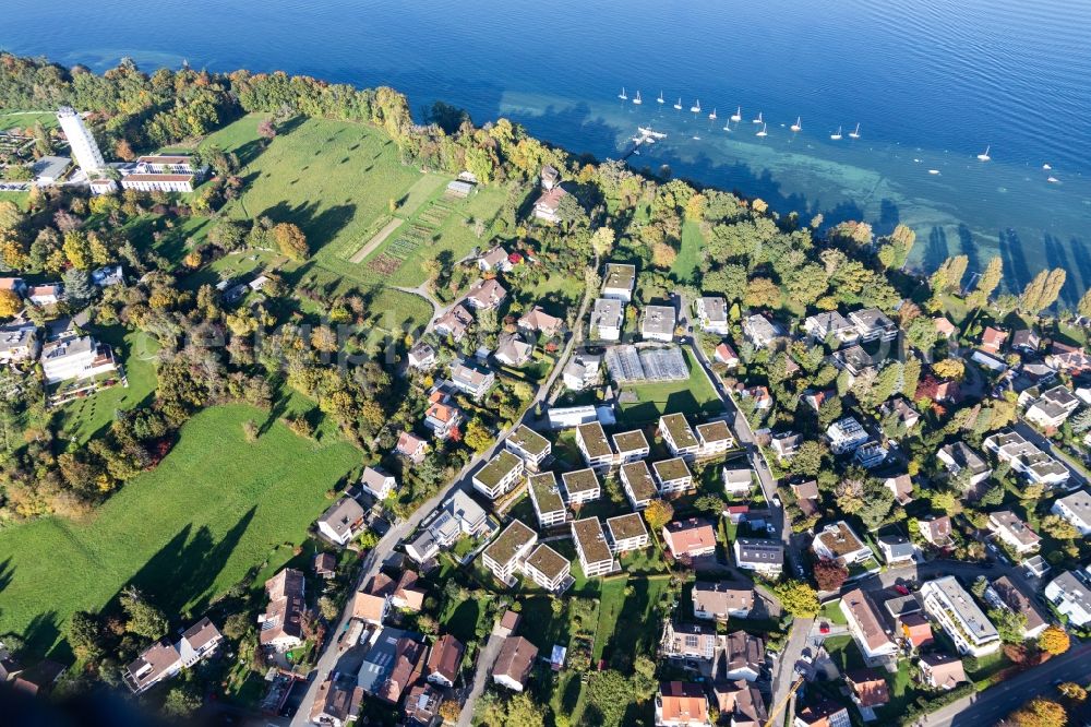 Aerial image Konstanz - Riparian areas on the lake area of Lake Constance in the district Allmannsdorf in Konstanz in the state Baden-Wurttemberg, Germany