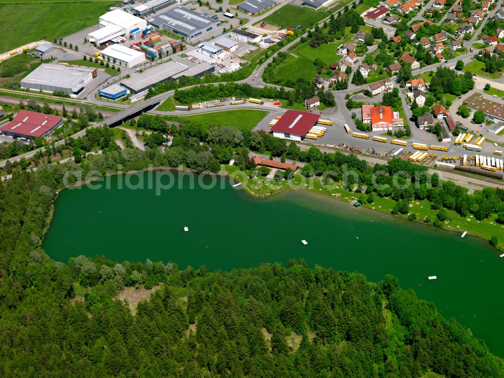 Aerial photograph Ummendorf - Riparian areas on the lake area of in a forest area in Ummendorf in the state Baden-Wuerttemberg, Germany