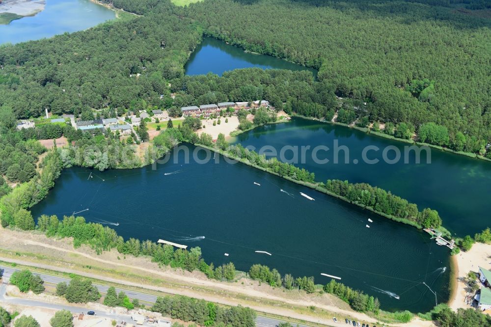 Aerial image Ruhlsdorf - Riparian areas on the lake area of Kiessee in Ruhlsdorf in the state Brandenburg, Germany