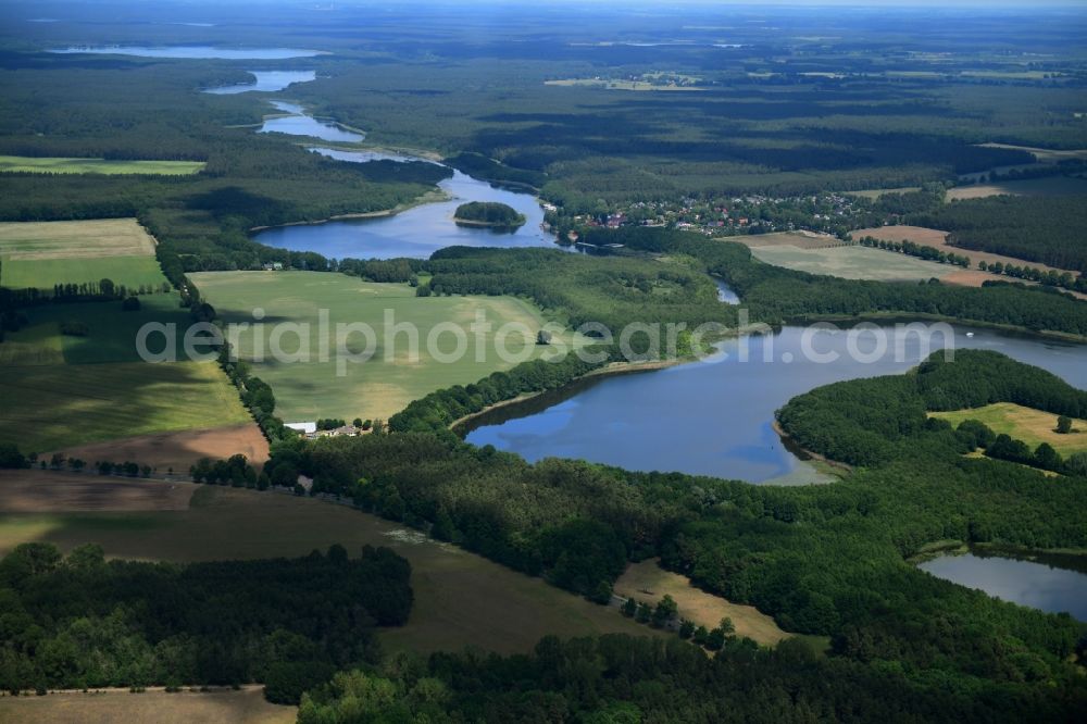 Mirow from above - Riparian areas on the lake area of Mirower See in Mirow in the state Mecklenburg - Western Pomerania, Germany
