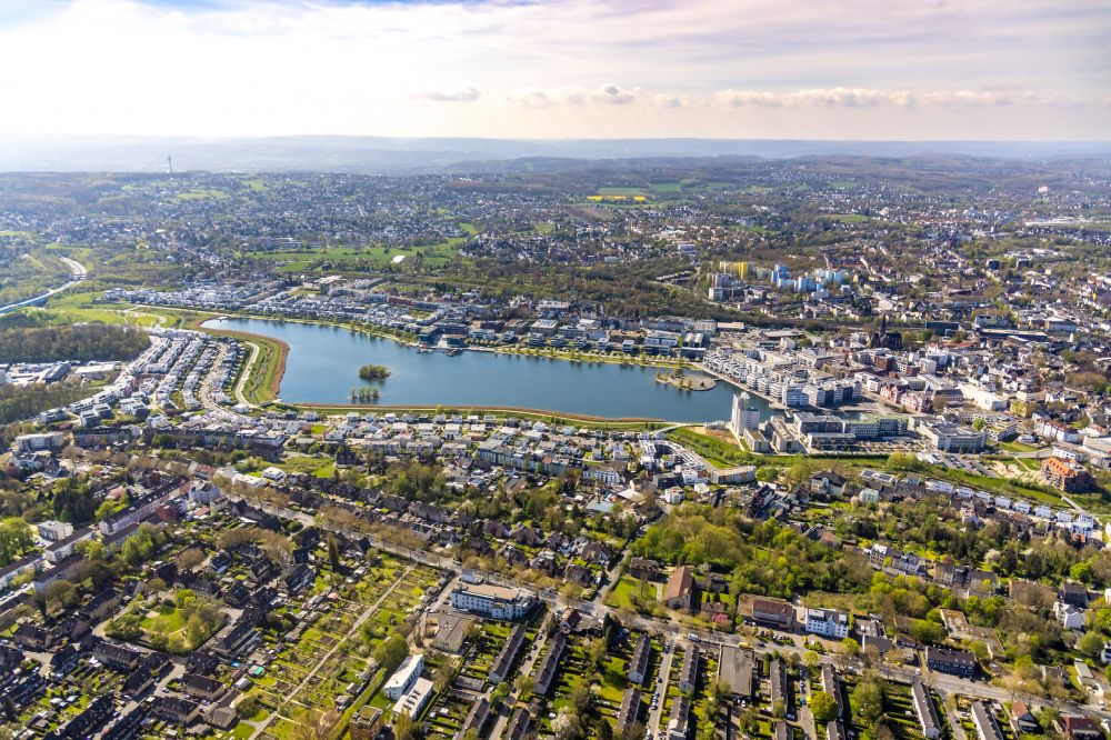 Dortmund from above - Riparian areas on the lake area of Phoenix See in the district Hoerde in Dortmund at Ruhrgebiet in the state North Rhine-Westphalia, Germany