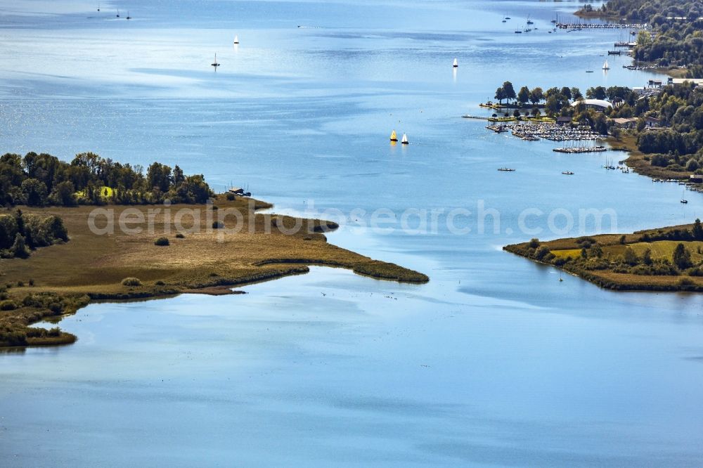 Prien am Chiemsee from above - Riparian areas on the lake area of in Prien am Chiemsee in the state Bavaria, Germany