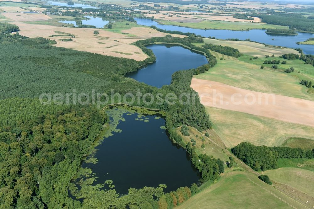 Aerial photograph Blankensee - Riparian areas on the lake area of Roedliner See in Blankensee in the state Mecklenburg - Western Pomerania