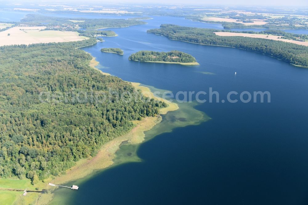 Zarrentin am Schaalsee from above - Riparian areas on the lake area of Schaalsee in Zarrentin am Schaalsee in the state Mecklenburg - Western Pomerania