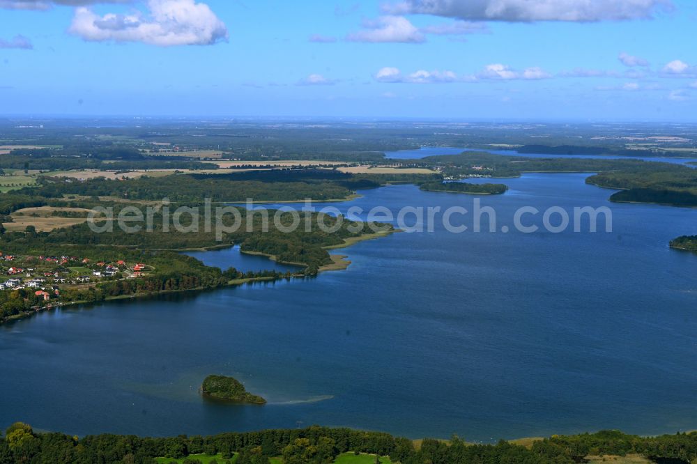 Zarrentin am Schaalsee from above - Riparian areas on the lake area of Schaalsee in Zarrentin am Schaalsee in the state Mecklenburg - Western Pomerania, Germany