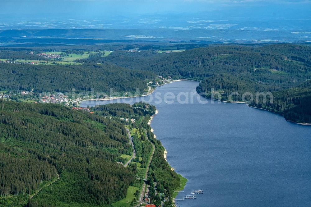 Aerial image Schluchsee - Riparian areas on the lake area of Schluchsee in Schwarzwald in a forest area in Schluchsee in the state Baden-Wuerttemberg, Germany