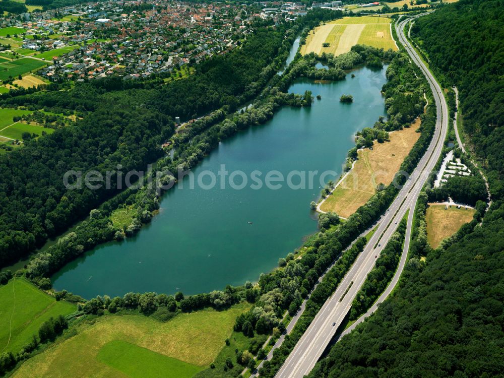 Aerial photograph Sickenhausen - Riparian areas on the lake area of in Sickenhausen in the state Baden-Wuerttemberg, Germany