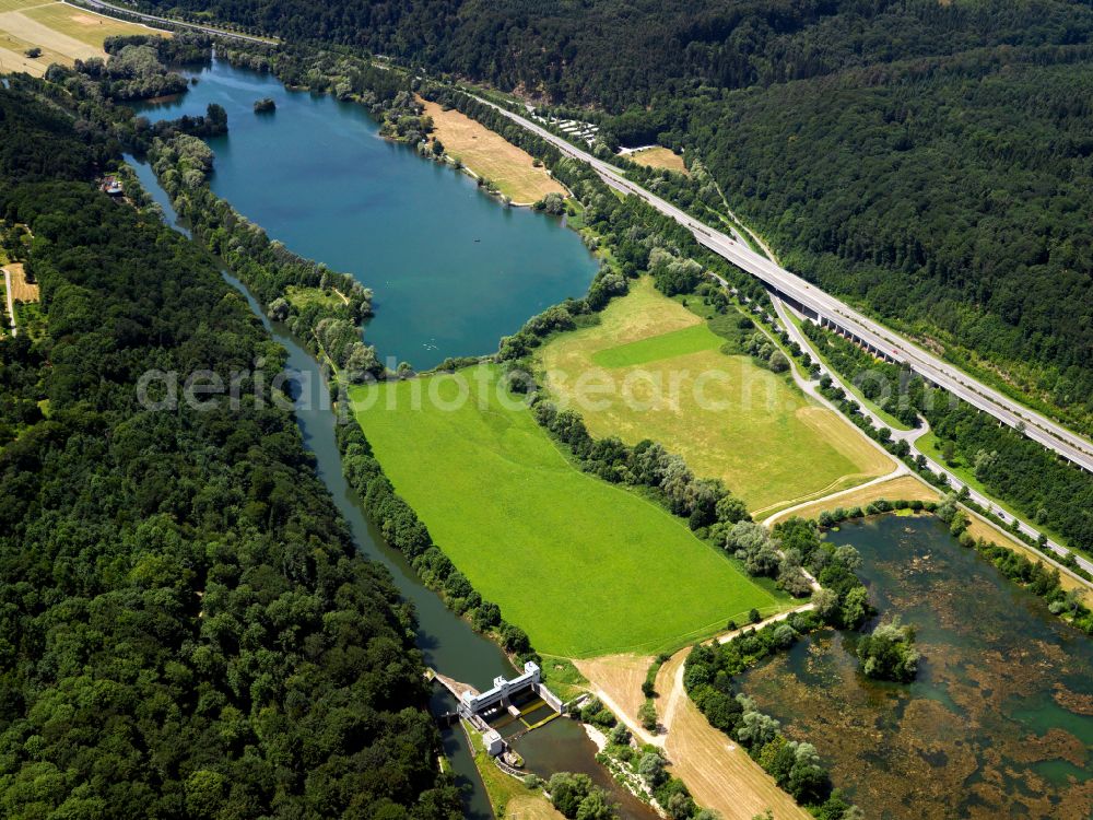 Sickenhausen from above - Riparian areas on the lake area of in Sickenhausen in the state Baden-Wuerttemberg, Germany