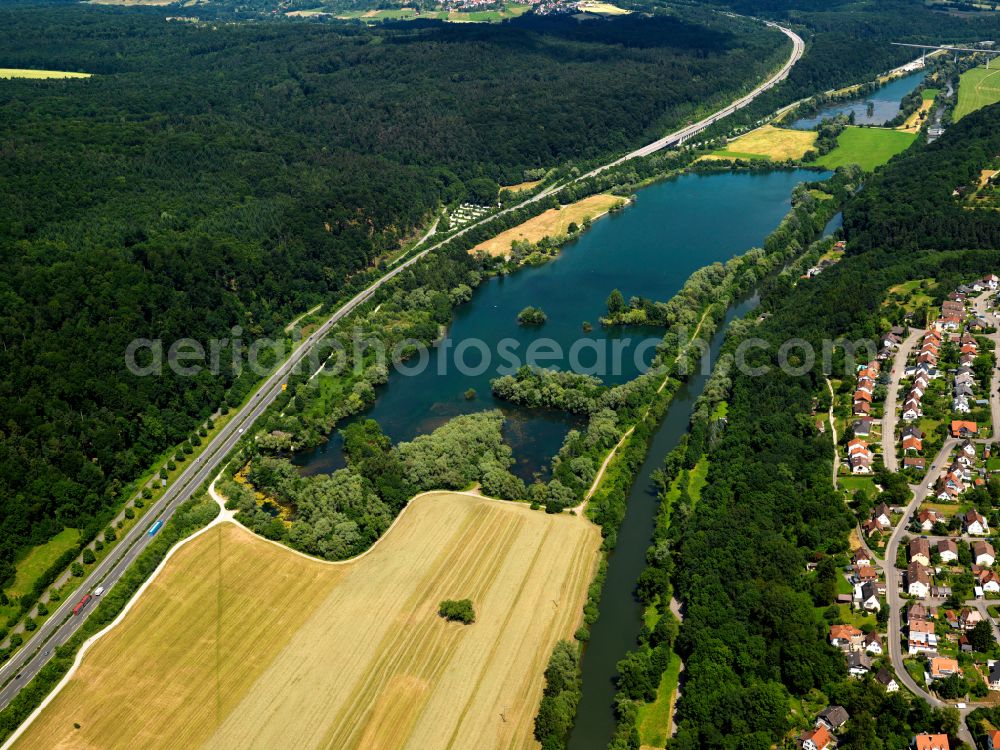 Sickenhausen from the bird's eye view: Riparian areas on the lake area of in Sickenhausen in the state Baden-Wuerttemberg, Germany