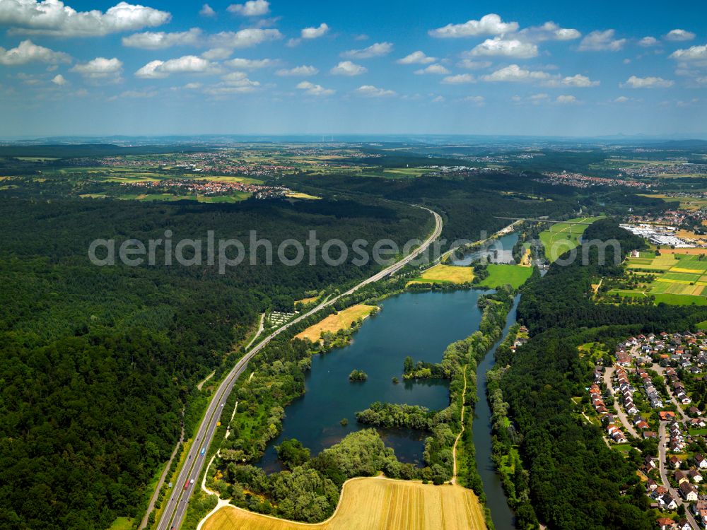 Aerial image Sickenhausen - Riparian areas on the lake area of in Sickenhausen in the state Baden-Wuerttemberg, Germany