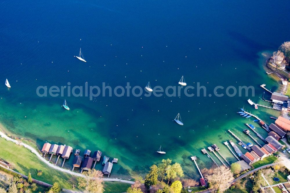 Tutzing from the bird's eye view: Riparian areas on the lake area of Starnberger See in Tutzing in the state Bavaria