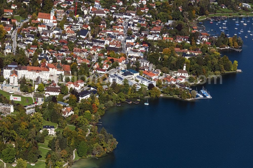 Tutzing from the bird's eye view: Riparian areas on the lake area of Starnberger See in Tutzing in the state Bavaria