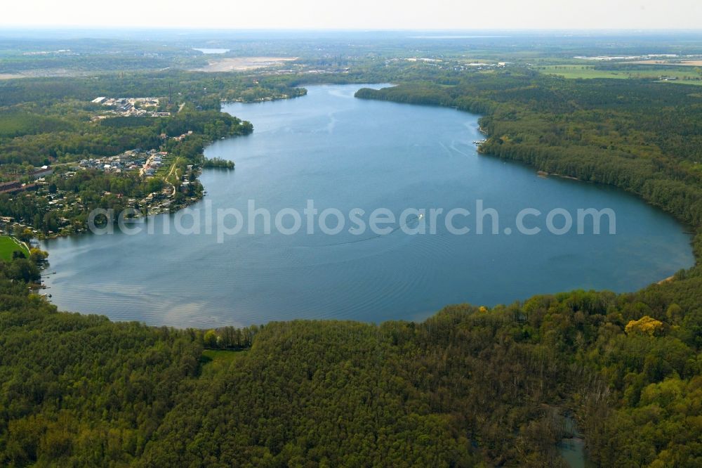 Hennickendorf from the bird's eye view: Riparian areas on the lake area of Stienitzsee in Hennickendorf in the state Brandenburg, Germany