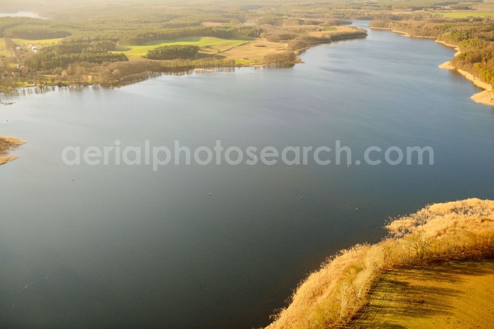 Diemitz from the bird's eye view: Riparian areas on the lake area of Vilzsee in Diemitz in the state Mecklenburg - Western Pomerania, Germany