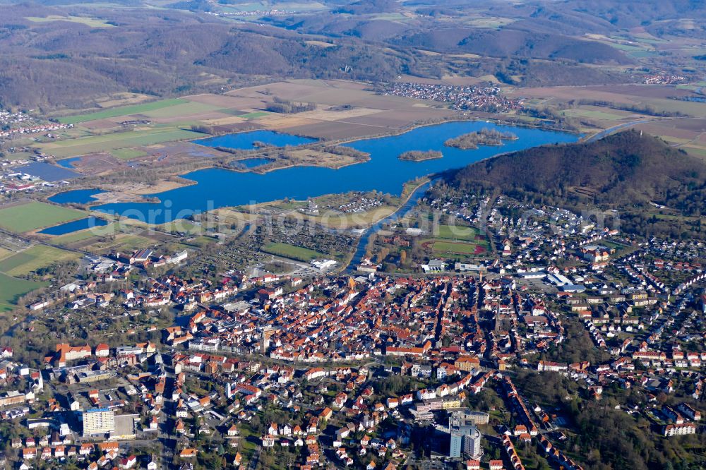 Aerial image Eschwege - Riparian areas on the lake area of Werratalsee on street Am Werratalsee in Eschwege in the state Hesse, Germany