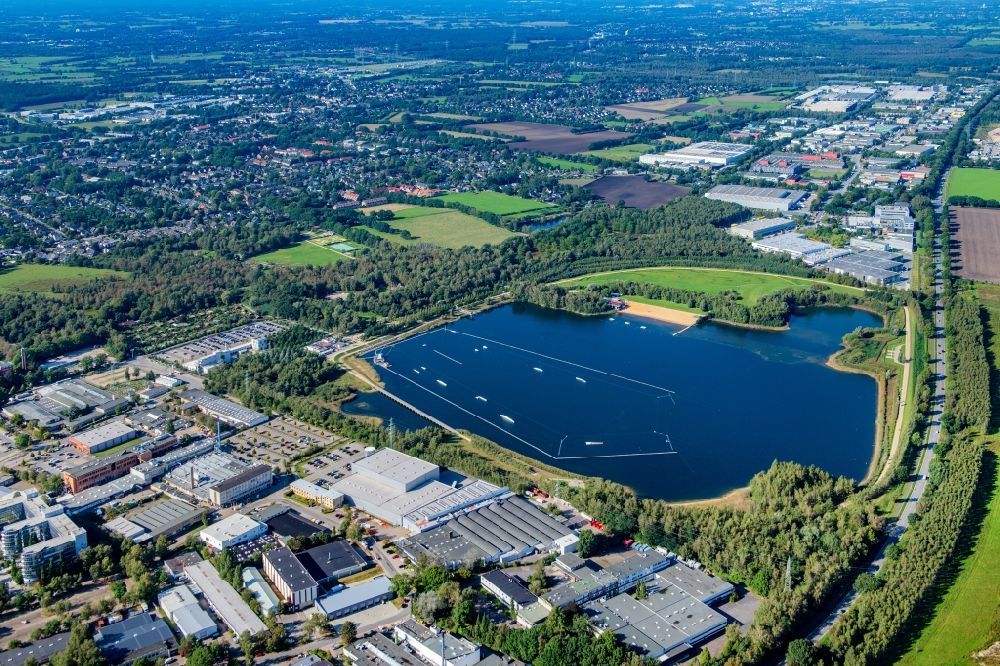 Aerial image Norderstedt - Beach areas on the Wakeboard Park in Norderstedt in the state Schleswig-Holstein, Germany
