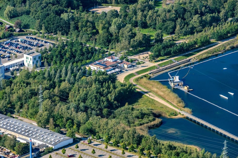 Norderstedt from above - Beach areas on the Wakeboard Park in Norderstedt in the state Schleswig-Holstein, Germany
