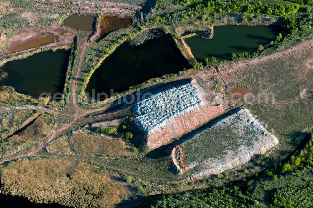 Aerial image Erfurt - Shore areas of the ponds for fish farming in the district Hohenwinden in Erfurt in the state Thuringia, Germany