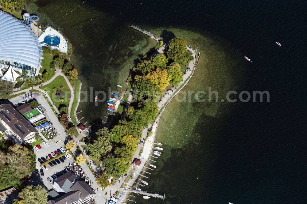 Aerial image Prien am Chiemsee - Riparian areas on the lake area of Chiemsee in Prien am Chiemsee in the state Bavaria, Germany