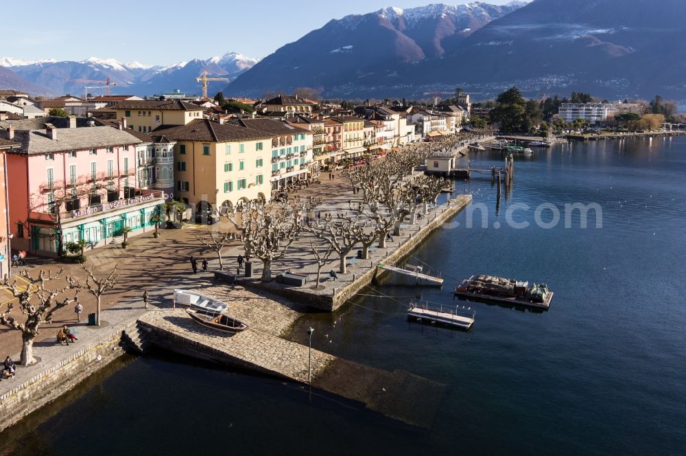 Ascona from above - Waterfront Lago Maggiore in Ascona in the canton of Ticino in Switzerland