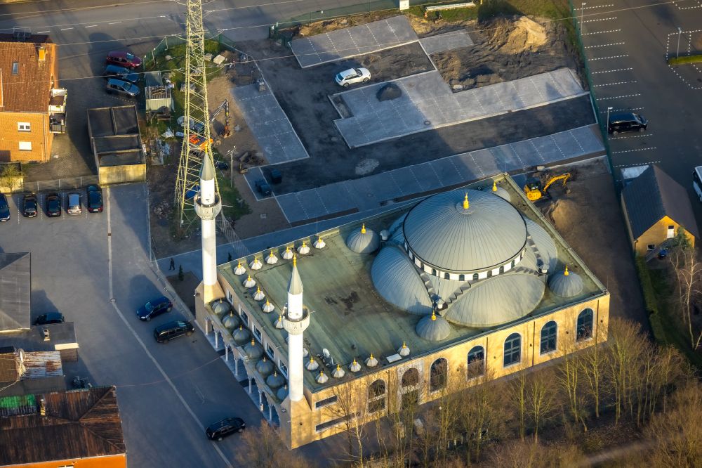 Hamm from the bird's eye view: Mosque construction site D.I.T.I.B. Ulu-Moschee in the destrict Herringen in Hamm at Ruhrgebiet in the state North Rhine-Westphalia