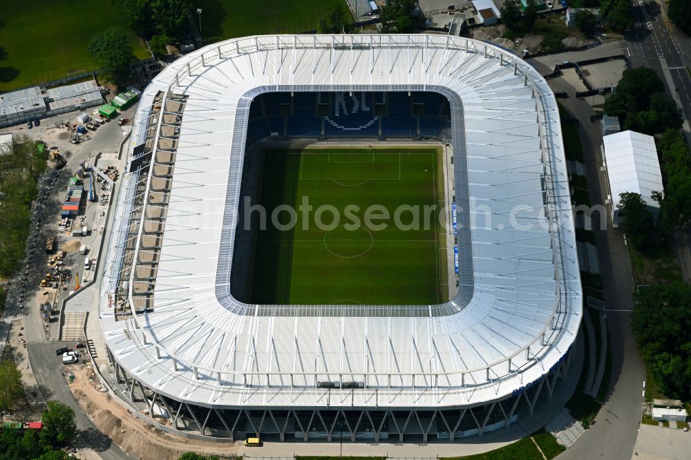 Aerial image Karlsruhe - Extension and conversion site on the sports ground of the stadium Wildparkstadion on street Adenauerring in Karlsruhe in the state Baden-Wurttemberg, Germany