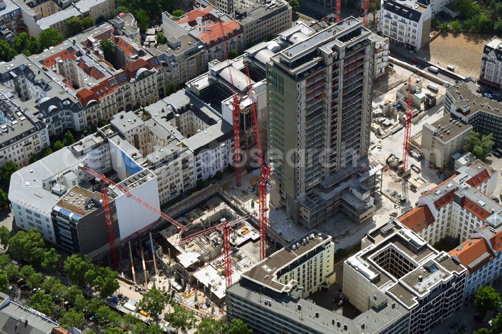 Aerial image Berlin - Construction site for reconstruction and modernization and renovation of an office and commercial building Fuerst in the district Charlottenburg in Berlin, Germany