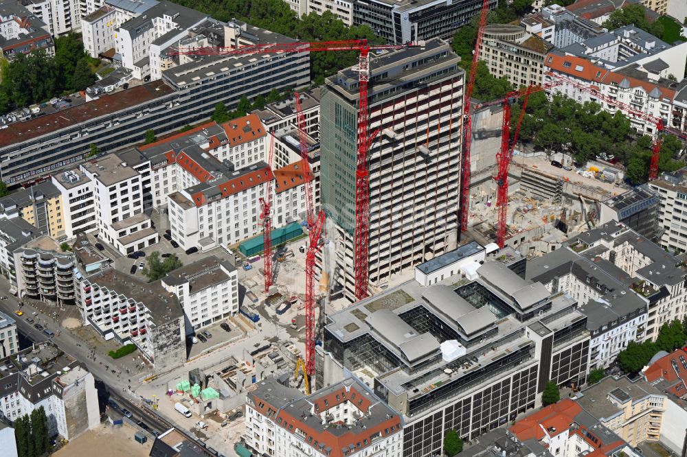 Berlin from above - Construction site for reconstruction and modernization and renovation of an office and commercial building Fuerst in the district Charlottenburg in Berlin, Germany
