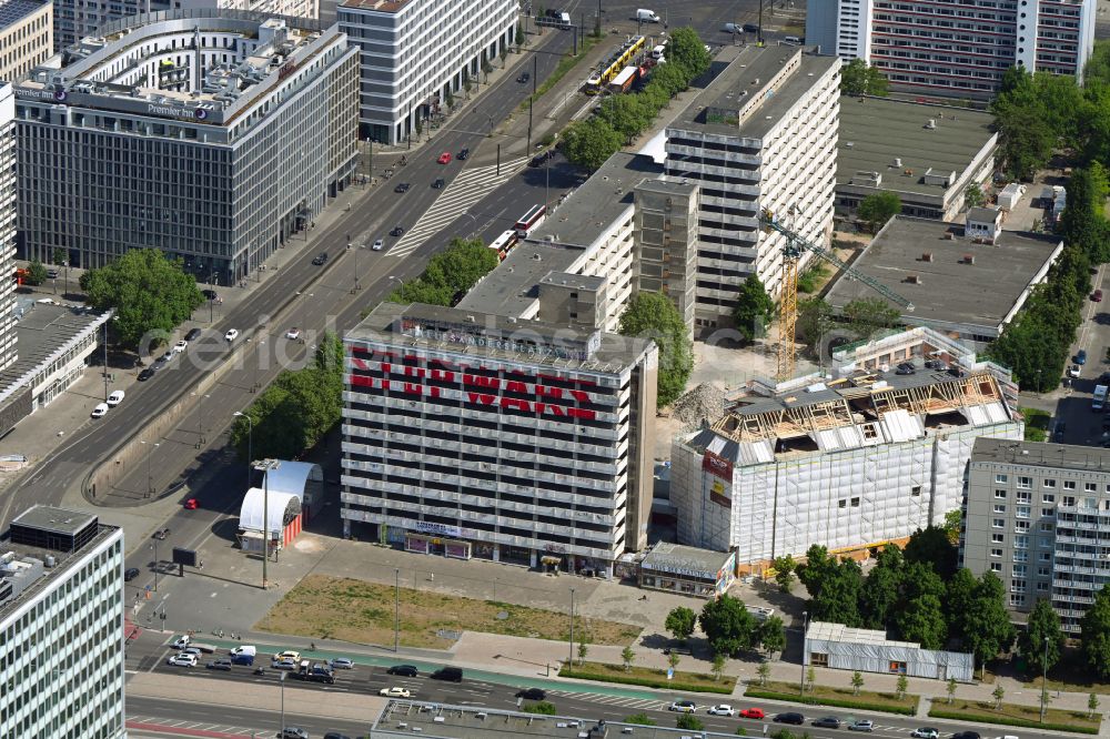 Aerial photograph Berlin - Construction site former office building and commercial building Haus der Statistics on Otto-Braun-Strasse in the Mitte district in Berlin, Germany