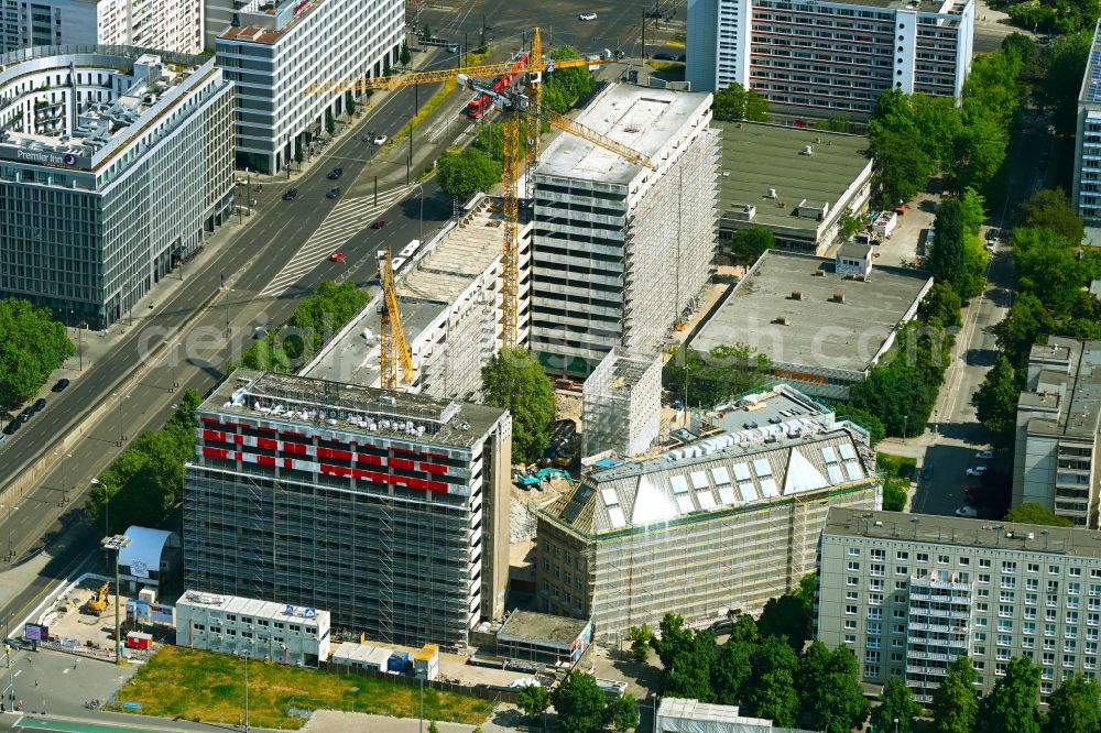 Berlin from above - Construction site former office building and commercial building Haus der Statistics on Otto-Braun-Strasse in the Mitte district in Berlin, Germany