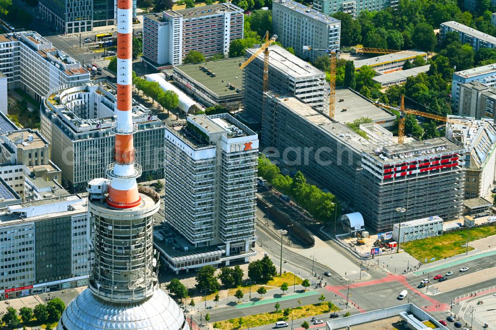 Aerial photograph Berlin - Construction site former office building and commercial building Haus der Statistics on Otto-Braun-Strasse in the Mitte district in Berlin, Germany