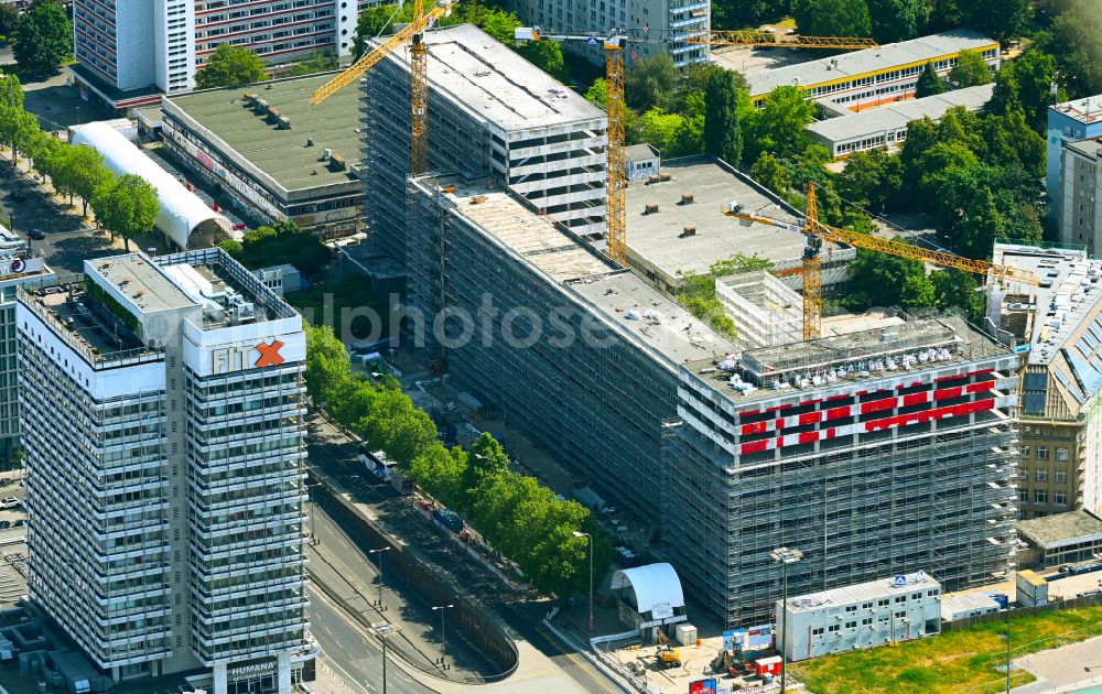 Berlin from the bird's eye view: Construction site former office building and commercial building Haus der Statistics on Otto-Braun-Strasse in the Mitte district in Berlin, Germany