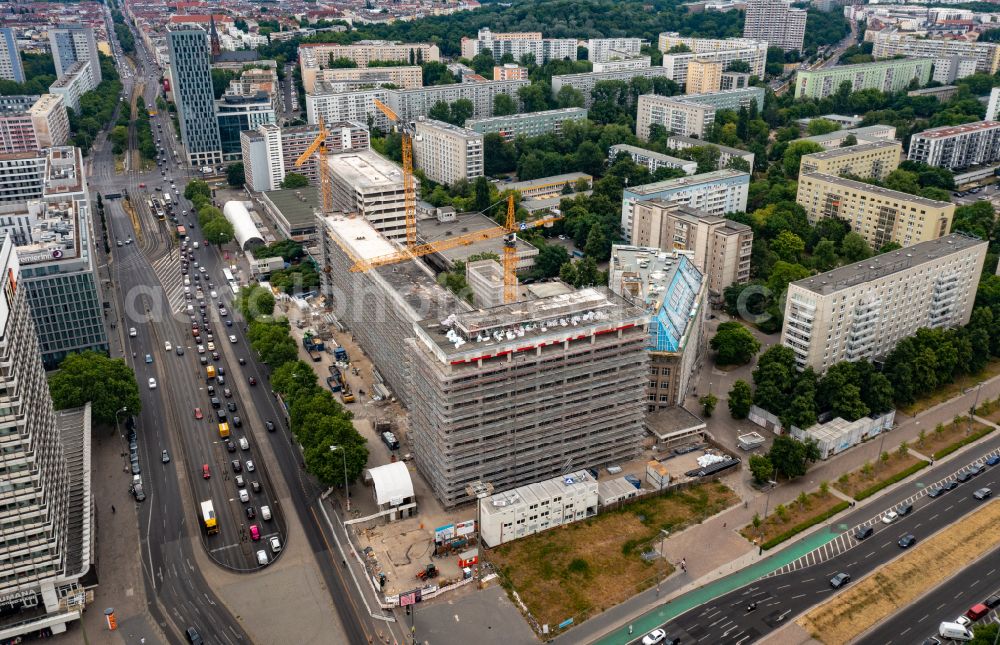 Berlin from above - Construction site former office building and commercial building Haus der Statistics on Otto-Braun-Strasse in the Mitte district in Berlin, Germany