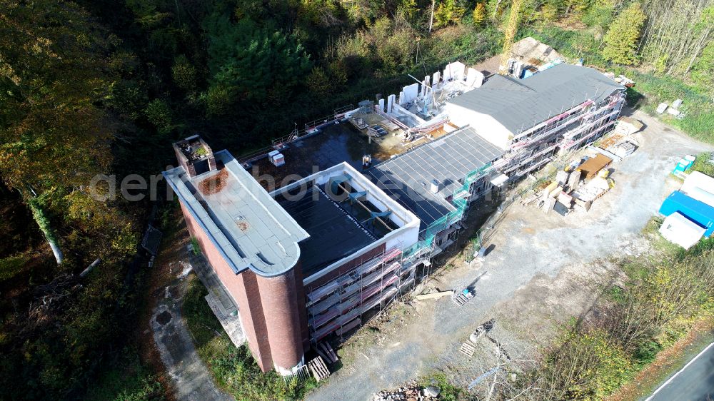 Bad Honnef from above - Conversion of the former Mesenholl laundry into a barrier-free apartment house in the Schmelztal in Bad Honnef in the state of North Rhine-Westphalia, Germany
