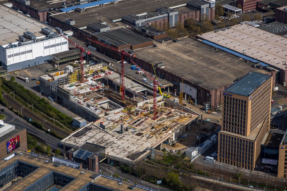 Aerial image Köln - Reconstruction and extension Construction site at the exhibition grounds and exhibition halls of the Halle 1plus in the district Deutz in Cologne in the state North Rhine-Westphalia, Germany