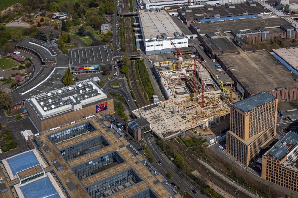 Aerial image Köln - Reconstruction and extension Construction site at the exhibition grounds and exhibition halls of the Halle 1plus in the district Deutz in Cologne in the state North Rhine-Westphalia, Germany