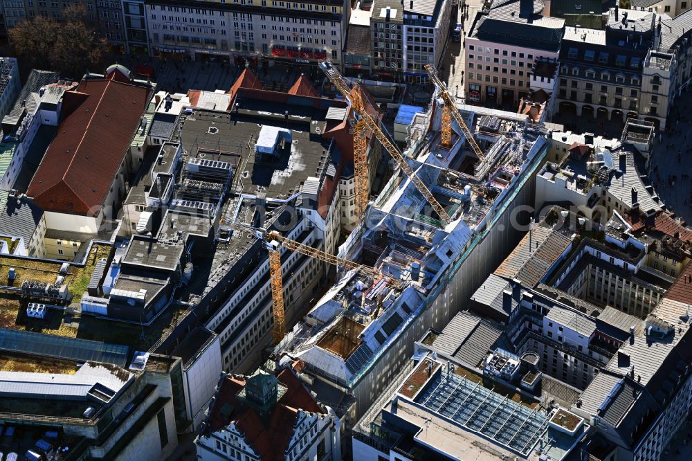 Aerial photograph München - Construction site for reconstruction and modernization and renovation of an office and commercial building on street Neuhauser Strasse - Herzog-Max-Strasse in the district Altstadt in Munich in the state Bavaria, Germany