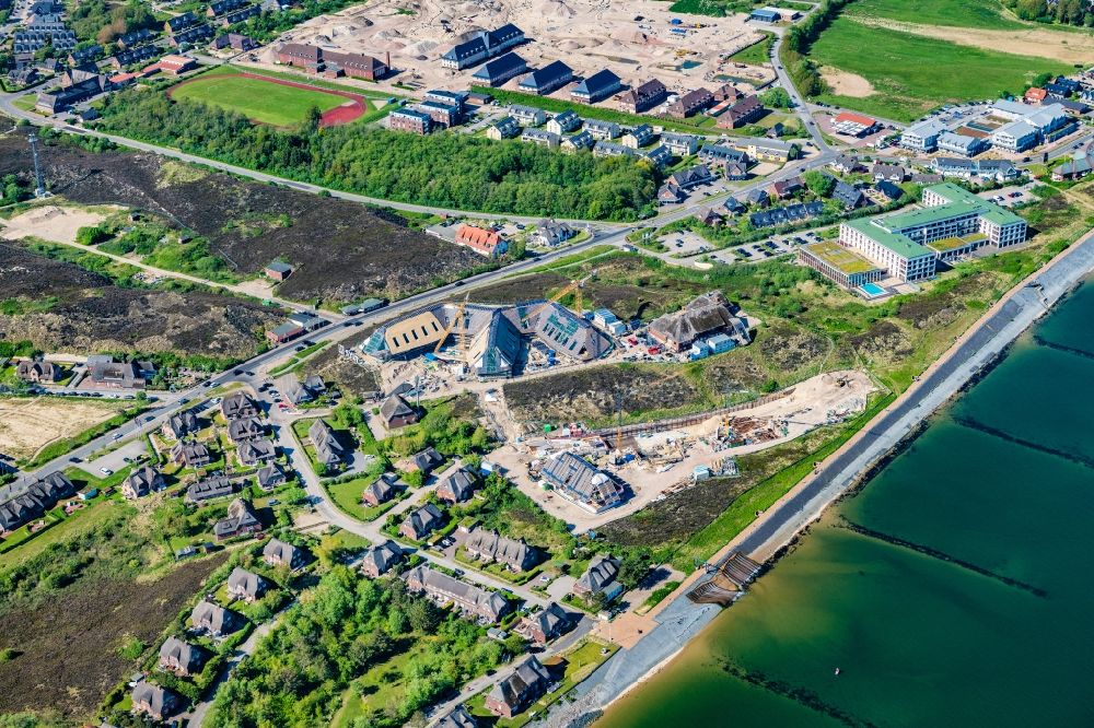 Aerial photograph List - Reconstruction and revitalization on the extension construction site of the hotel complex Lanserhof in List at the island Sylt in the state Schleswig-Holstein, Germany