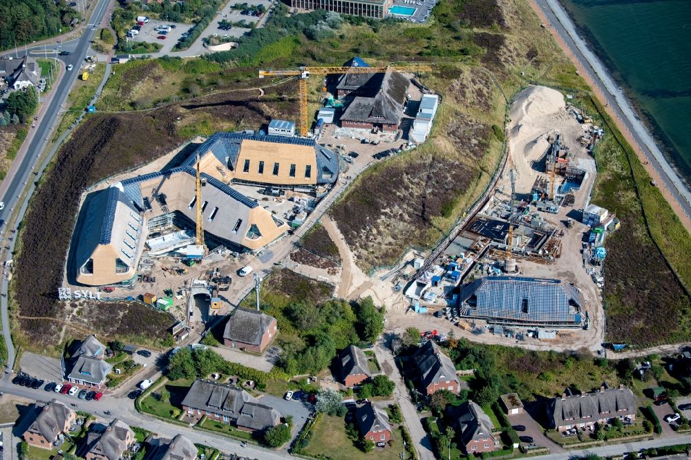 Aerial photograph List - Reconstruction and revitalization on the extension construction site of the hotel complex Lanserhof in List at the island Sylt in the state Schleswig-Holstein, Germany