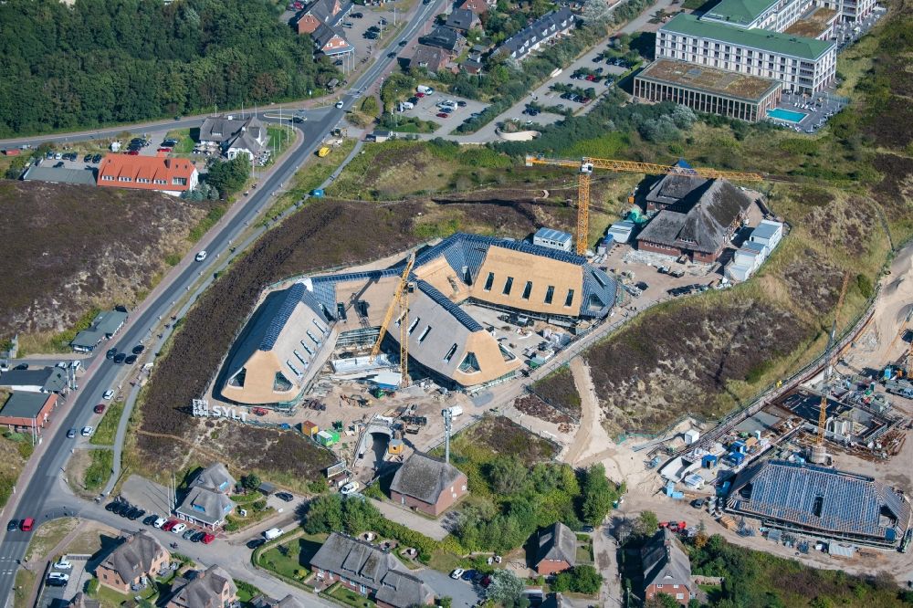 List from above - Reconstruction and revitalization on the extension construction site of the hotel complex Lanserhof in List at the island Sylt in the state Schleswig-Holstein, Germany