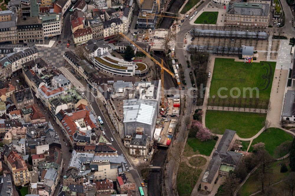 Baden-Baden from above - Reconstruction and revitalization on the extension construction site of the hotel complex Steigenberger Hotel Europaeischer Hof on street Kaiserallee in Baden-Baden in the state Baden-Wuerttemberg, Germany