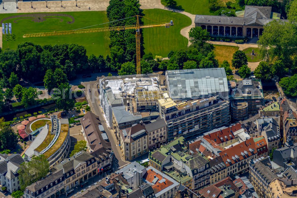 Aerial image Baden-Baden - Reconstruction and revitalization on the extension construction site of the hotel complex Steigenberger Hotel Europaeischer Hof on street Kaiserallee in Baden-Baden in the state Baden-Wuerttemberg, Germany
