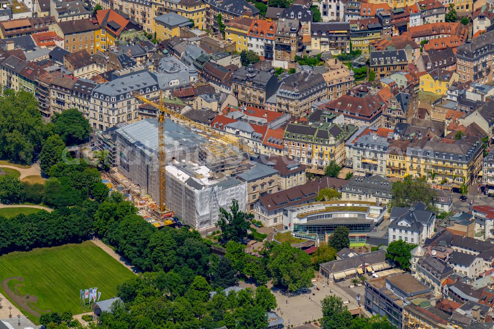 Baden-Baden from above - Reconstruction and revitalization on the extension construction site of the hotel complex Steigenberger Hotel Europaeischer Hof on street Kaiserallee in Baden-Baden in the state Baden-Wuerttemberg, Germany