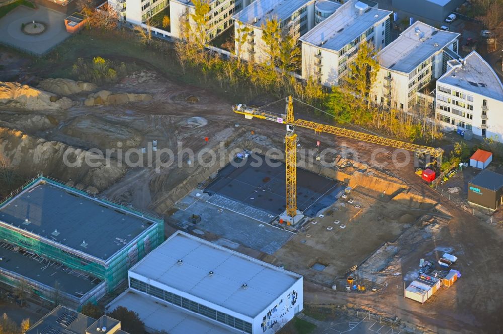 Aerial image Magdeburg - Construction sites for the conversion, expansion and modernization of the school building Editha- Gymnasium in Magdeburg in the state Saxony-Anhalt, Germany
