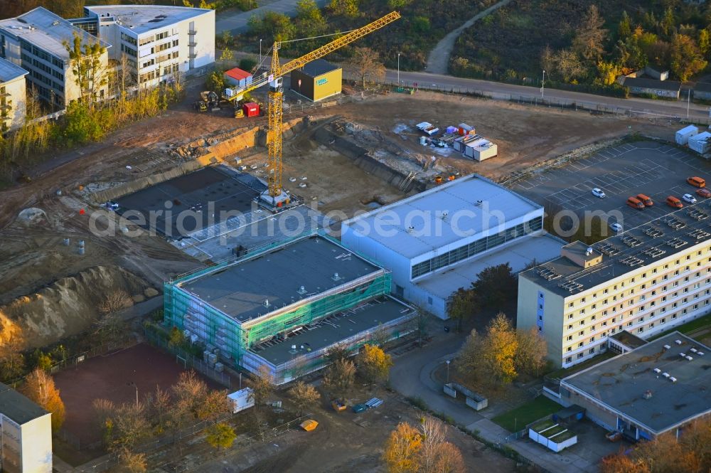 Magdeburg from above - Construction sites for the conversion, expansion and modernization of the school building Editha- Gymnasium in Magdeburg in the state Saxony-Anhalt, Germany